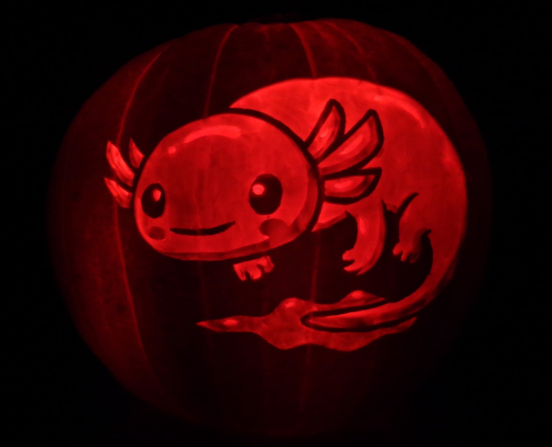 Axolotl pumpkin carving
