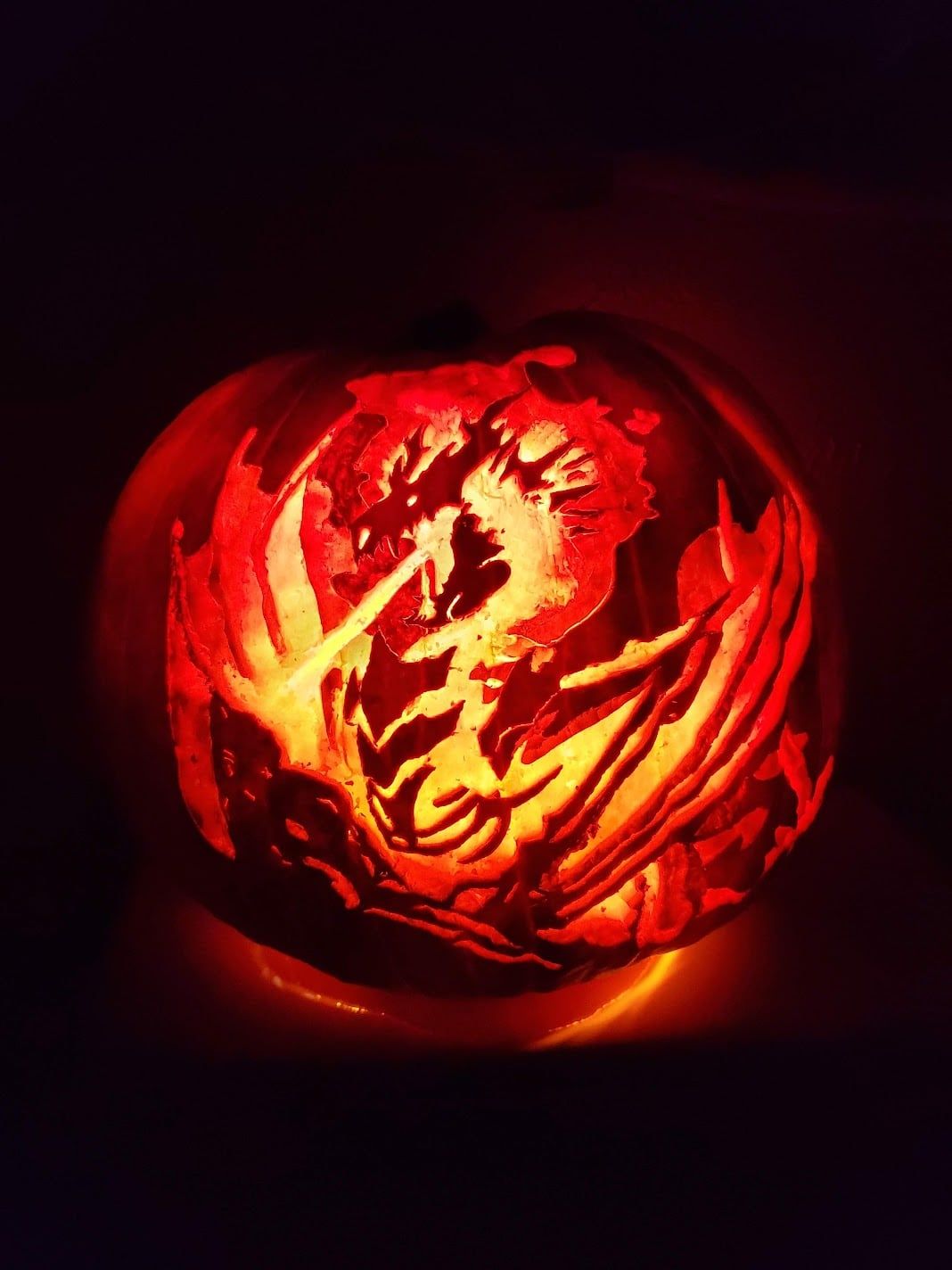 Dragon pumpkin carving