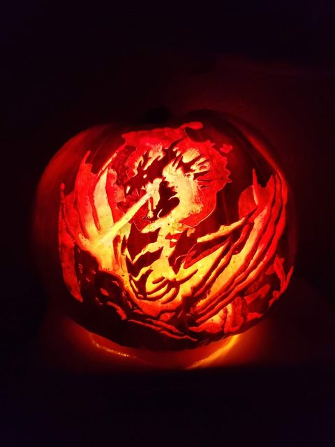 Dragon pumpkin carving