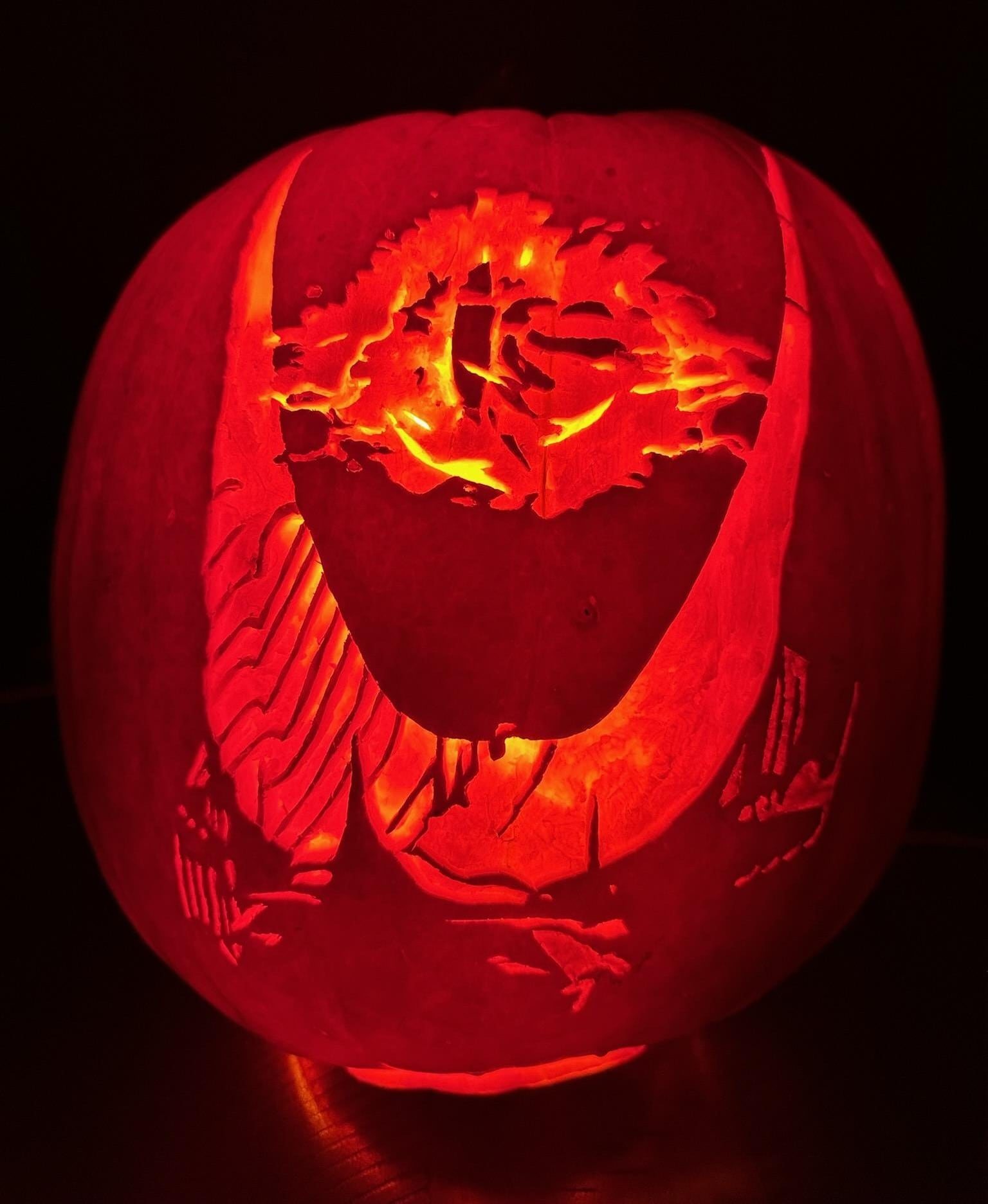 Eye of Sauron pumpkin carving