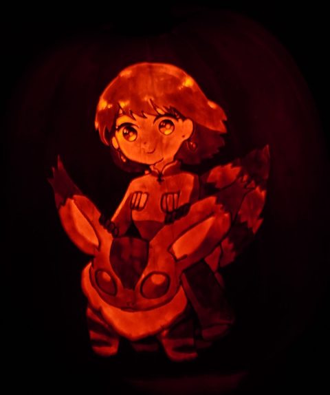 Nausicaa & Teto pumpkin carving