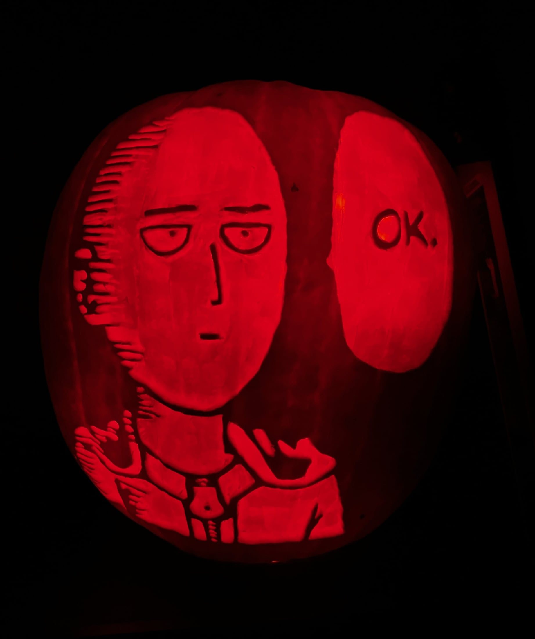 Saitama pumpkin carving