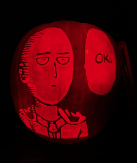 Saitama pumpkin carving