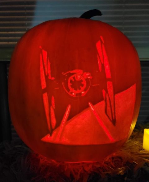 Tie Fighter pumpkin carving